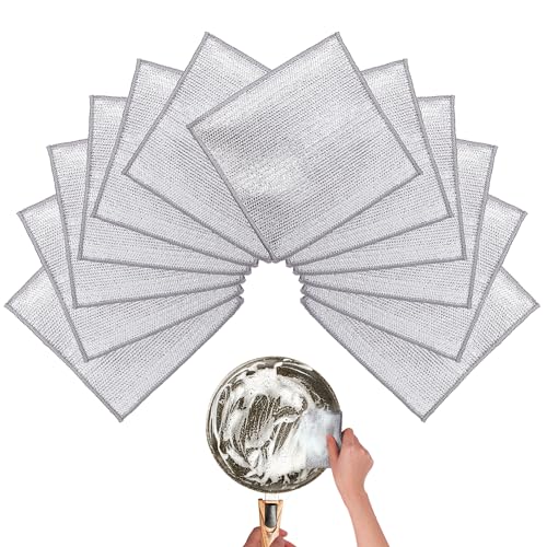 Nanaborn Wire Dishwashing Rags for Wet 12pcs Multipurpose Non-Scratch Kitchen Mesh Dishcloth