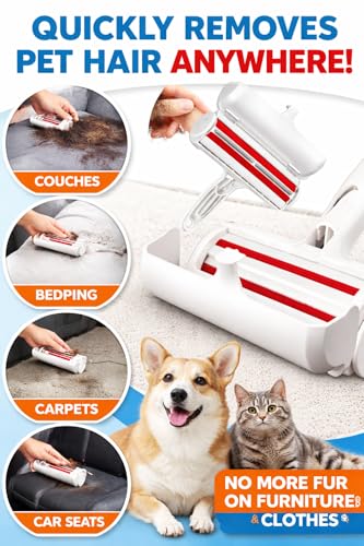 Reusable Pet Hair Remover Roller for Dog and Cat Hair – Lint Remover Brush for Couch, Carpet, Furniture and Car Seats