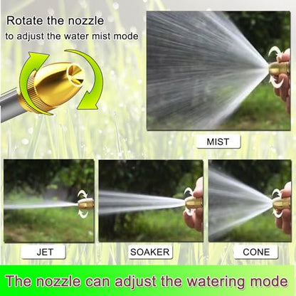 Heavy garden hose nozzle - adjustable spray mode high-pressure rotary spray gun, brass nozzle, anti slip grip and quick connector, suitable for lawn, plants, car washing, pets - size: 8.8*5.5*1.4