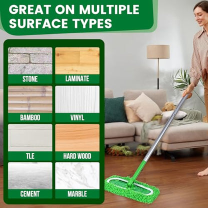 6Pcs Reusable Microfiber Mop Pads Compatible with Sweeper Mop, Replacement Wet Mopping pad Refills & Washable Dry Sweeping Cloths for Surface/Hardwood Floor Cleaning - color: 6 Pack Green