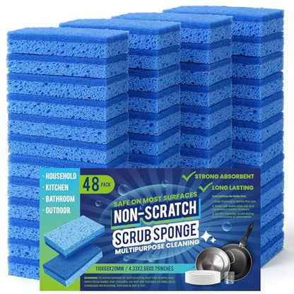Metflavor Kitchen Sponges, 48 Count, Non-Scratch Scrub Sponge, Dual Sided Cleaning Sponges for Dishes, Kitchen, Bathroom - size: 48 Pack