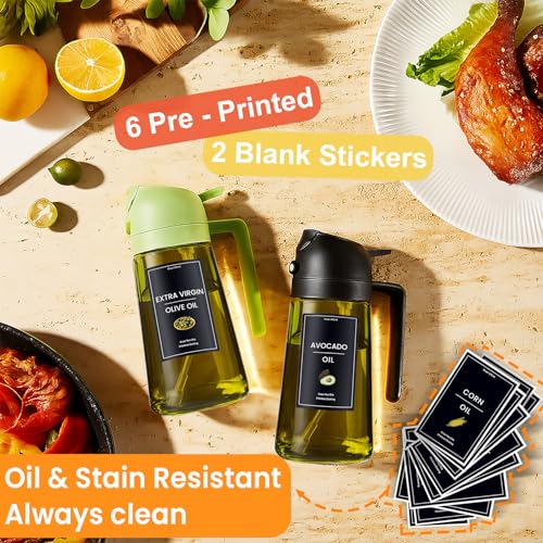 CXINYI - 16oz/470ml Olive Oil Dispenser for Kitchen with Stickers - 2 in 1 Olive Oil Sprayer for Cooking, Air Fryer, and Salad, Purple (Light-Proof Kitchen Gadget) - color: Purple-02