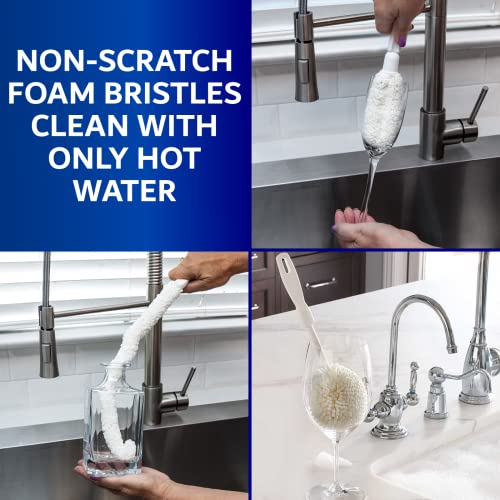 Set of 3 Glassware Cleaning Brush Kit - Non-Scratch, Foam Wine Glass Cleaning Brush Set for Glassware, Decanter, Mug, Stemware - for Home, Restaurant, Bar, Hotel - by FryOilSaver Co. - size: Set of 3