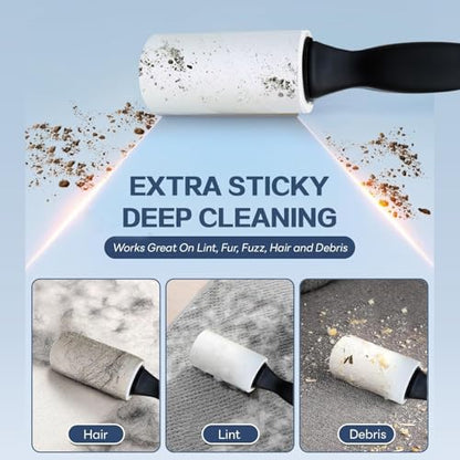 Lint Rollers for Pet Hair Extra Sticky, 600 Sheets Value Set Lint Roller with 2 Upgraded Handles, 6 Rollers Portable Pet Lint Remover for Clothes, Furniture, Carpet, Dog & Cat Hair Removal - size: 6 pcs - 600 Sheets