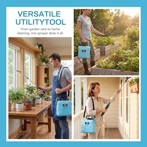 High Reach Plant Waterer with Spray Can - Electric Water Sprayer with Telescopic Wand and Water Hose, 180° Adjustable Nozzle 5L Watering Can for High Hanging Plants