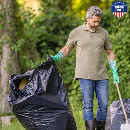 Fuxury 55-60 Gallon Trash Bags 150 Count Black Garbage Bags, 40x54" Extra Large Trash Can Liners, 0.7 Mil Plastic Bags for Serious Garbage Cleanup Home, Yard & Commercial Use, Made in USA - color: 60Gal-150Ct(Black)