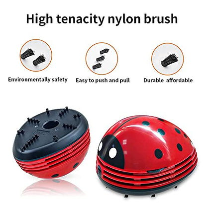 E ECSEM Cute Portable Cartoon Mini Desktop Vacuum Cleaner Table Dust Crumb Sweeper(Red#002) - color: Red#002