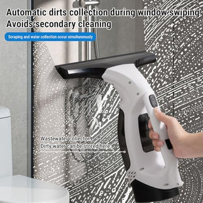 Eujgoov Electric Window Vacuum Squeegee Window Cleaner Cordless Vacuum Squeegee Handheld Cleaner 1.2KPa Suction 11 Inch Silicone Blade with 150ml Tank for Mirrors Tiles Shower Doors