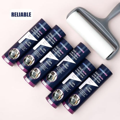 8 inch Large Surface Lint Roller Refills for Scotch-Brite 50% Stickier Large Lint Roller, Works Great On Pet Hair, 60 Sheets per Refill, Pack of 6, 360 Sheets Total - size: 8 inch