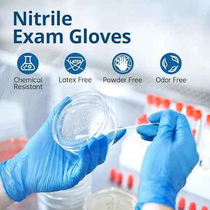SwiftGrip Disposable Nitrile Exam Gloves, Blue, Latex Free, Medical Gloves for Cleaning, Food-Safe, Powder Free, Non-Sterile - size: X-Small