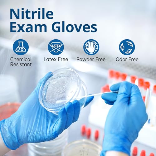 SwiftGrip Disposable Nitrile Exam Gloves, Blue, Latex Free, Medical Gloves for Cleaning, Food-Safe, Powder Free, Non-Sterile - size: Large