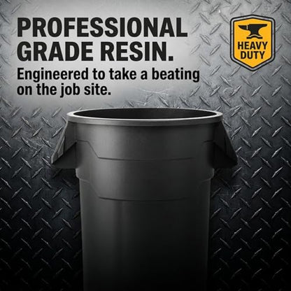 Kleen Commercial Brute Heavy-Duty Round Trash Can, 44-Gallon, Gray, Utility Garbage Container, Landscapers/Construction Sites/Restaurants/Offices/Warehouses Made in USA - size: 44 Gallon