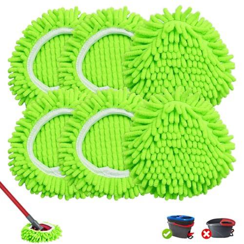 Mop Heads Replacements, 6 Pack Spin Mop Refill Replace Head for O Cedar RinseClean 2 Tank System, Microfiber & Chenille, Machine Washable and Safe for Cleaning All Hard-surfaced Floors - size: 6 Pack- Chenille Mop Pads