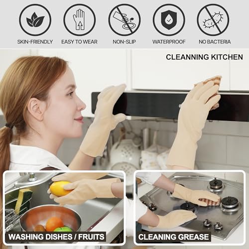 MAMISON 10 Pack Simple and Short Hands Gloves, Reusable Non-Slip Rubber Gloves Large Size - color: White