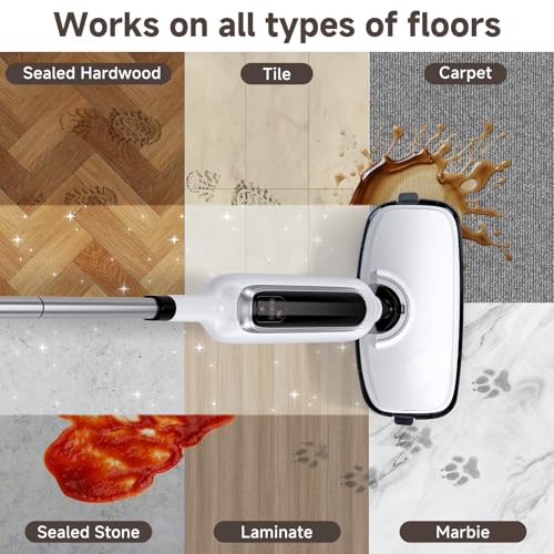 12-in-1 Steam Mop, Detachable Handheld Steam Cleaner for Home, 23FT Cord, 3 Steam Modes & LED Display, Steam Mops for Floor Cleaning, Bathroom, Windows, Sofas, Clothes, Tile Grout, Carpets, Furniture