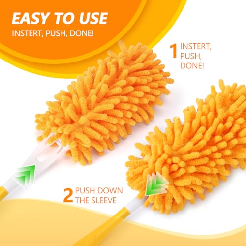 Reusable Duster Refill Compatible with Swiffer Duster Kit - Pet Heavy Duty Duster Refills Fit for Swiffer Extended Handle Duster - Microfiber 360 Duster Refills for Dusting Cleaning, 6 Pack - color: 6 Pack(orange)