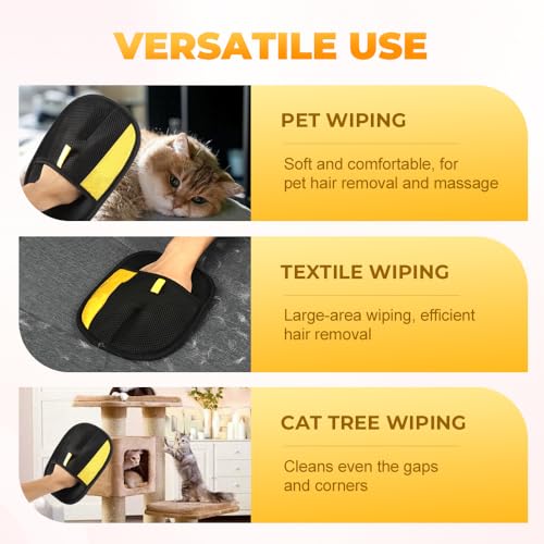 Pet Hair Removal Glove for Cats & Dogs, 2025 New Pet Hair Remover Electrostatic Gloves Pet Hair Remover Glove for Couch, Furniture, Carpet, Curtain, Washable Reusable Animal Fur Removal Tool (2PCS) - color: 2PCS