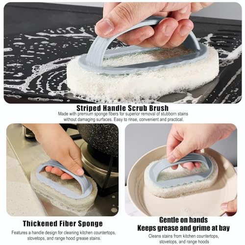 2PCS Magic Cleaning Sponge,Shower Cleaner Brush,Multi Function Handheld Cleaning Sponge Brush,for Kitchen and Bathroom Ideal for Glass Walls and Ceramics,Gery