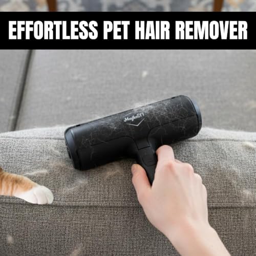 Pet Hair Remover Roller Reusable Lint Roller for Dog & Cat Hair – Fur Remover for Couch, Furniture, Carpet, Car Seats & Clothes – Portable Manual Pet Hair Cleaning Brush (Black) - color: Black
