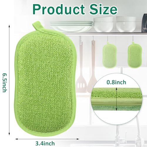 24 Pack Multi Purpose Scrub Sponges Non Scratch Microfiber Sponge Cleaning Dish Scrubber Reusable Dish Sponges for Washing Dishes Along with Heavy Duty Scouring Power (Green) - color: Green