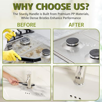 Crevice Cleaning Brush Set - 3 Pcs Hard Bristle Crevice Cleaning Tool for Grout, Tile Floors, Gaps & Narrow Spaces-Small Grout Scrub Brush for Cleaning Bathroom, Shower, Window Tracks, Kitchen
