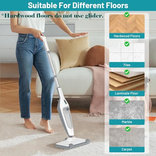 Steam Mop for Floor Cleaning, 12 in 1 Handheld Steam Cleaner for Home, Floor Steamer for Hardwood Windows Tile Laminate Shutter & Clothes with Attachments (grey)