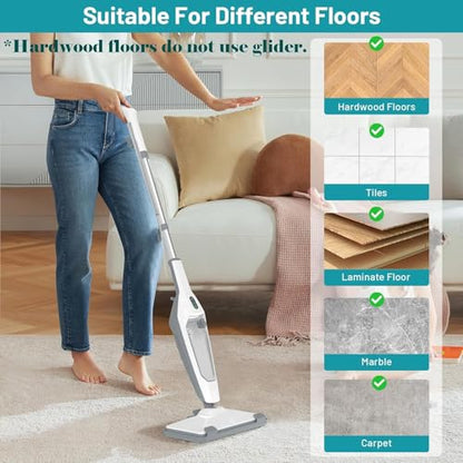 Steam Mop for Floor Cleaning, 12 in 1 Handheld Steam Cleaner for Home, Floor Steamer for Hardwood Windows Tile Laminate Shutter & Clothes with Attachments (grey)