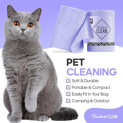Fantasticlean Microfiber Cleaning Cloth Roll 4 Rolls 240 Pack, Tear Away Paperless Towels, 8" x 8", Reusable Washable Rags, House Kitchen, Pet, Office, Indoor Outdoor, Portable (2Pink 2Light-Purple) - color: 2pink 2light-purple