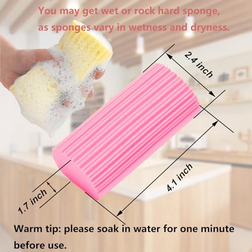 6-Pack Damp Clean Duster Sponge,Magic Sponge Eraser for Housekeeping,Reusable Cleaning Sponge for Blinds,Vents,Mirrors,Glass, Baseboards,Window Track Grooves and Railings (Pink) - color: Pink