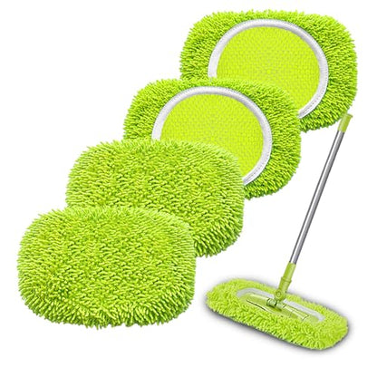 Reusable Mop Pads Refill Compatible with Swiffer Sweeper Mop, Microfiber Wet Mopping Cloths for Floor Cleaning , Ideal for Home Cleaning Washable Floor (4)