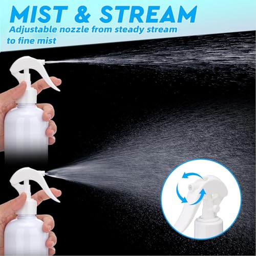 Lallisa 36 Pcs 16 oz Plastic Spray Bottles Leak Proof Empty Bottles for Cleaning Solutions Water Sprayer Bottle with Nozzle Mist, Labels and Handle Funnel for Auto Details, Planting, Kitchen(White) - color: White