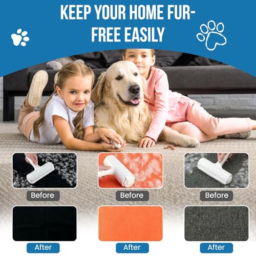 Pet Hair Remover Roller – Reusable Lint Roller for Dog & Cat Hair – No Batteries or Sticky Tape Needed – Works on Furniture, Couch, Carpet, Car Seats, Bedding & Rugs – Portable & Eco-Friendly (White)