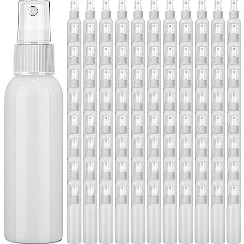 Tanlade 100 Pcs 2oz Small Spray Bottles Refillable Mini Spritzer Clear Empty Plastic Spritz Bottle Refillable Reusable Travel Size Mist Sprayer for Travel Cleaning Perfume Liquid(White) - color: White