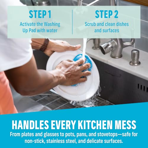 E-Cloth Washing Up Pad, Premium Microfiber Non-Scratch Kitchen Dish Scrubber Sponge, Ideal for Dish, Sink and Countertop Cleaning, 100 Wash Guarantee, Blue, 1 Pack - color: Blue, size: 1 Pack