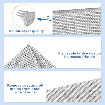 10-Pack 3-Layer Steel Wire Scrub Cloths, Double-Layer Mesh for Heavy-Duty Kitchen Cleaning, Grill, Oven, Rust & Grease - color: 10 Pairs of Triple-layer Cloths