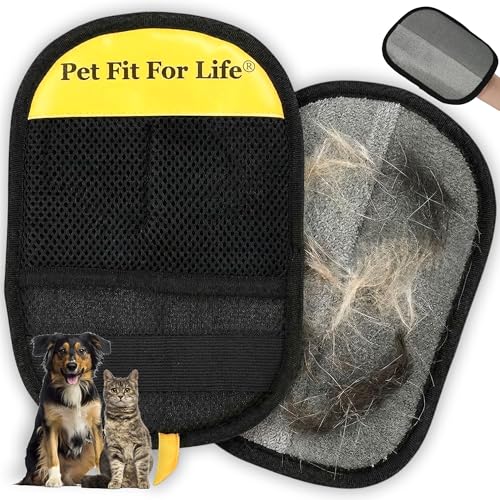 Pet Fit For Life Reusable Pet Hair Removal Glove – Dog & Cat Fur Remover Mitt for Furniture – Cleaning Grooming Tool for Sofa, Couch, Carpet, Car Interior & Clothing, Shedding & Deshedding – 2 Pack