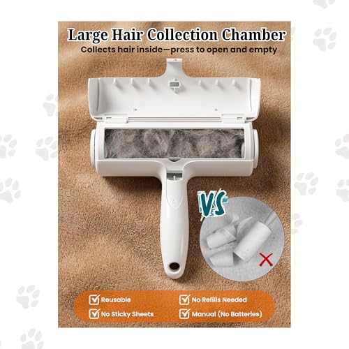 Reusable Pet Hair Remover Roller - Dog and Cat Hair on Couch, Bedding, Car, Rugs & Furniture - Portable and Eco-Friendly (White/Purple) - color: White/Purple