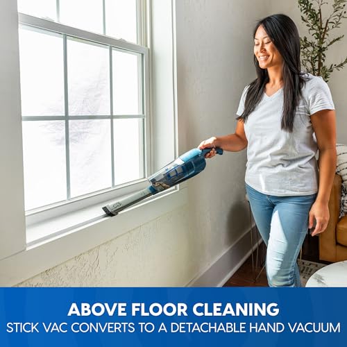 Vacmaster Portable 10.8V 2-in-1 Cordless Stick Lightweight Vacuum Cleaner with 2-Speed Power Control and LED Headlight for Hardwood Floor, Carpet & Pet Hair, Blue - style: Blue