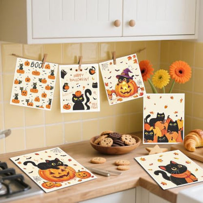 Fall Halloween Swedish Dishcloths for Kitchen, 6 Pack Black Cat and Pumpkin Reusable Cellulose Sponge Paper Towels Washable, Fast Drying Swedish Dish Cloth for Home Cleaning - style: Fall Halloween