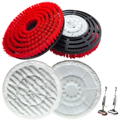 4Pack Brush for Shark Steam Mop S7000 S7001 S7020 S7005 S8021 S8001 Replacement Brush Head and Scrub Pad Abrasive Polishing Pad (2Red 2Gray) - color: 2red 2gray