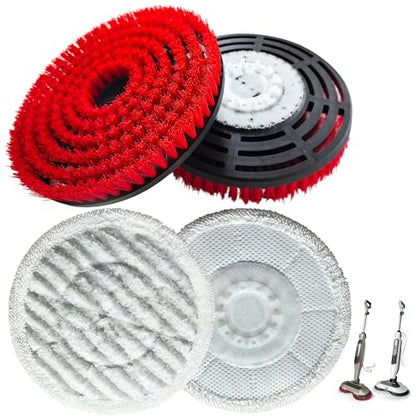 4Pack Brush for Shark Steam Mop S7000 S7001 S7020 S7005 S8021 S8001 Replacement Brush Head and Scrub Pad Abrasive Polishing Pad (2Red 2Gray) - color: 2red 2gray