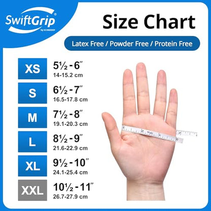 SwiftGrip Disposable Nitrile Exam Gloves, Blue, Latex Free, Medical Gloves for Cleaning, Food-Safe, Powder Free, Non-Sterile - size: Large