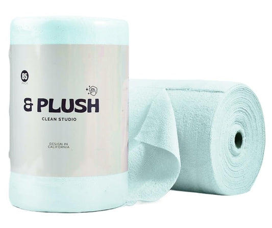 & PLUSH Microfiber Cleaning Cloth Roll - 50 Pack, Tear Away Microfiber Towels, 12" x 12", Reusable, Washable, Streak Free, Ultra Absorbent Dish Rags for Car, Home, Garage or Shop (Blue) - color: Blue