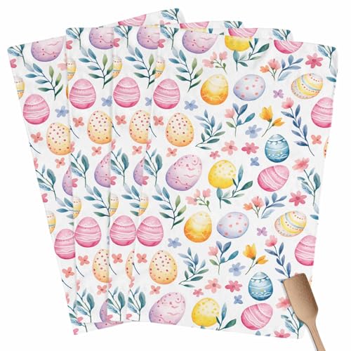 Easter Kitchen Towels Easter Eggs Colorful HHand Towels Spring Flower Seasonal Spring Decoration Dish Towel Soft Absorbent Quick Drying 4 Pack Dish Cloths 18x28 Inch - color: Pink, size: 4PCS