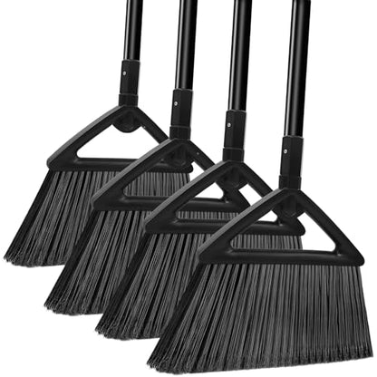 Heavy Duty Broom Outdoor Indoor, Upgraded Commercial Angle Brooms, Black Broom for Sweeping House, Restaurant, Kitchen, Garage, Courtyard - color: 4 * Black