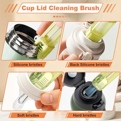 3 in 1 Cup Lid Cleaning Brush, Gap Cleaner Brushs - Home Kitchen Multifunctional Bottle Cleaning Brush Set, Portable Travel Bottle Lid Cleaner Tools - color: Blue Green Orange