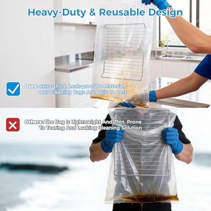 4 Pack Oven Grill Cleaning Bags（15.7''X23.7'', Heavy Duty Oven Rack Cleaner Bags - No Messy Hands Reusable Soak-off Cleaning Kit for Grate & Grill Rack,No Cleaner Included - size: 4 Packs 15.7''X23.7''
