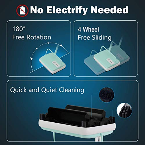 Eyliden Carpet Sweeper, Mini Size Lightweight Hand Push - No Noise, Non-Electric, Easy Manual Sweeping Only for Carpet Cleaning (Mint) - color: Mint