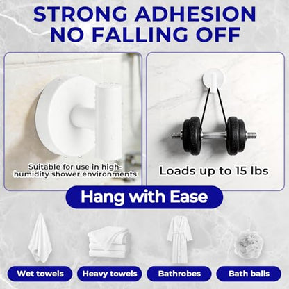 Suction Cup Hooks for Shower Heavy Duty, Shower Hooks No Drill, Shower Hooks for Inside Shower Stainless Steel, Suction Hooks for Window, Glass, Tile, Wall, Loofah, Bath Robe, Wreath, White 4 Pack - color: White
