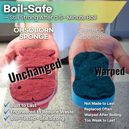 5 Pack Multipurpose Dual Sided Triple Layer Dish Sponges Kitchen | Boil Safe Scratch Free Odor Resistant Extra Durable | Flexible and Durable Design for Long Lasting Use (5, Fish) - style: Fish - 5ct